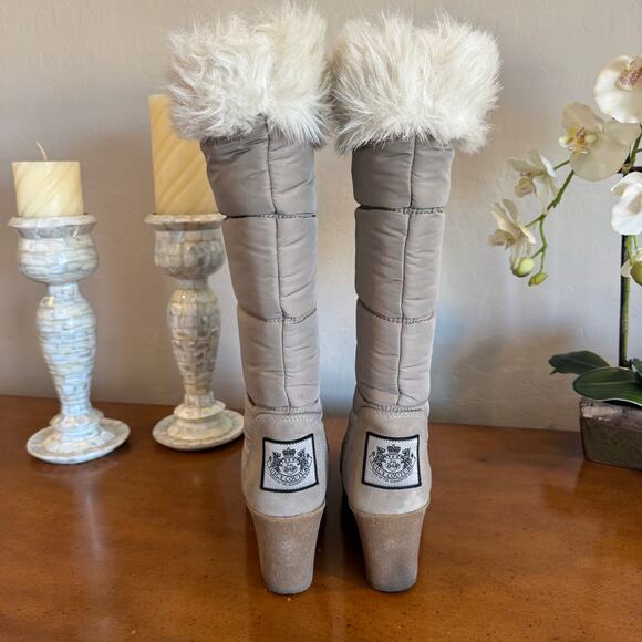Juicy Couture Vintage Fur Trim Snow Boots Taupe 10 - Picture 2 of 10